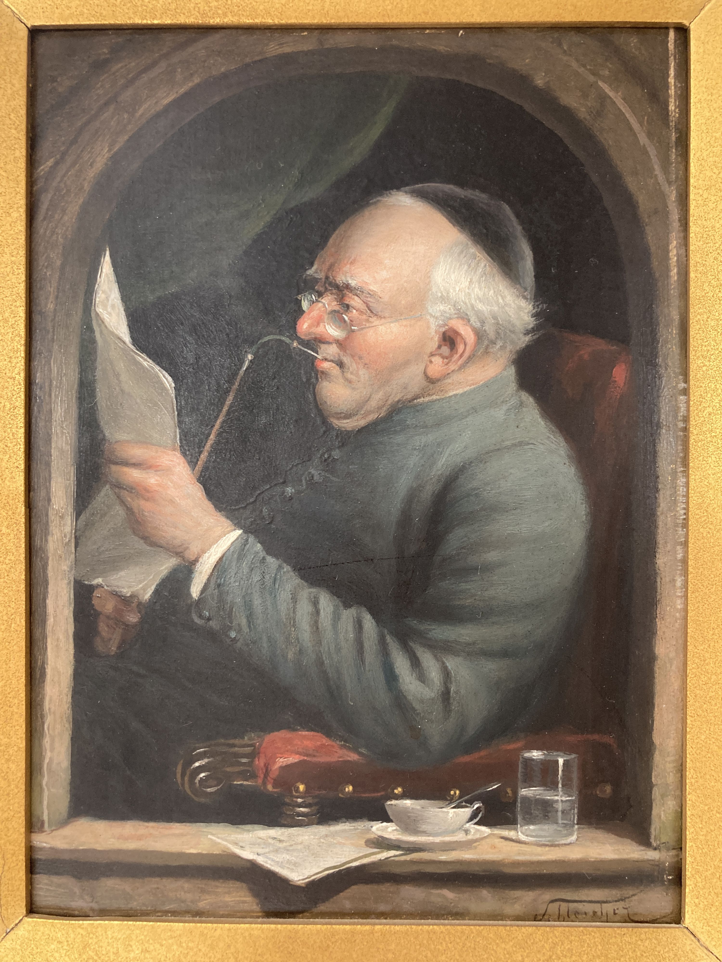 Carl Schleicher (1825-1903), oil on panel (?), portrait of a monk and similar companion piece, 20 x 15cm